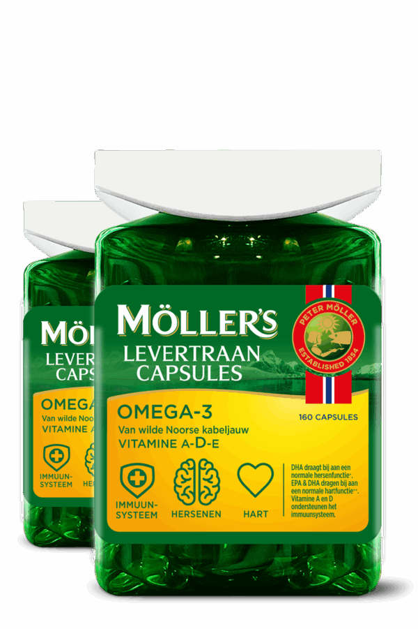 Möller's Omega-3 Balık Yağı - 2 x 160 kapsül - Omega-3 kapsülleri – Balık yağı kapsülleri – Vanilya aromalı balık yağı